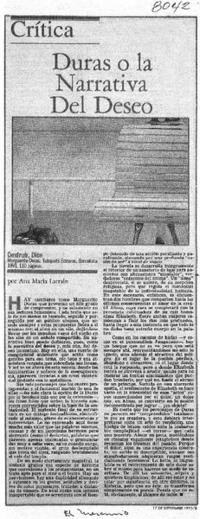 Duras o la narrativa del deseo