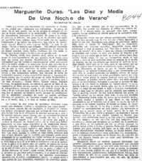 Marguerite Duras, "Las diez y media de una noche de verano"