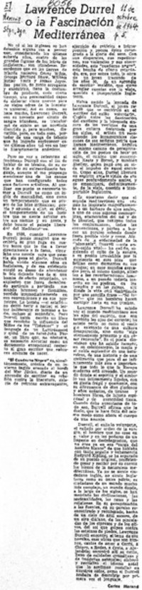 Lawrence Durrell o la fascinación mediterránea