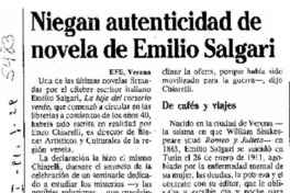 Niegan autenticidad de novela de Emilio Salgari