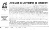 Que leer en los tiempos de internet?