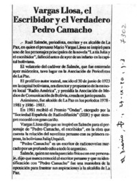 Vargas Llosa, el escribidor y el verdadero Pedro Camacho.