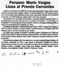 Peruano Mario Vargas Llosa al premio Cervantes.