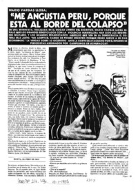 "Me angustia Peru, porque esta al borde del colapso"