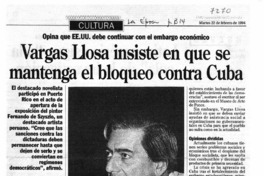 Vargas Llosa insiste en que se mantenga el bloqueo contra Cuba