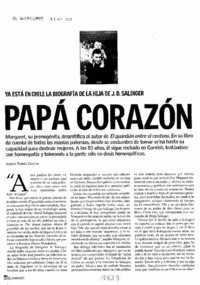 Papá corazón Ya está en Chile la biografía de la hija de J. D. Salinger