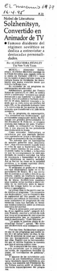 Solzhenitsyn, convertido en animador de TV nobel de literatura