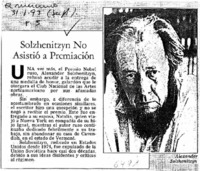 Solhenitsyn no asistió a premiación