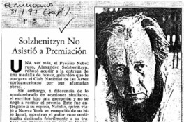 Solhenitsyn no asistió a premiación
