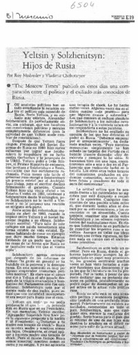 Yeltsin y Solzhenitsyn : Hijos de Rusia