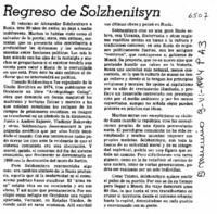 Regreso de Solzhenitsyn