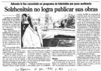 Solzhenitsin no logra publicar sus obras