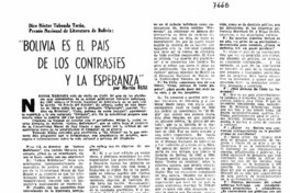 Bolivia es el país de los contrastes y la esperanza"