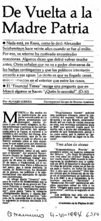 De vuelta a la madre patria