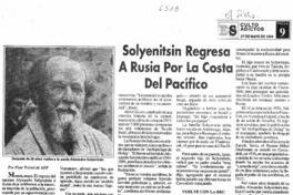 Solyenitsin regresa a Rusia por la Costa del Pacífico