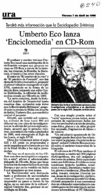 Umberto Eco lanza "Enciclomedia" en CD-Rom.