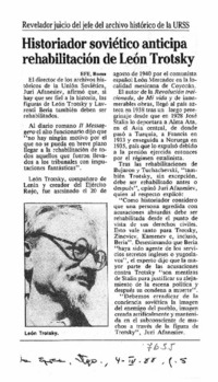 Historiador soviético anticipa rehabilitación de León Trotsky.