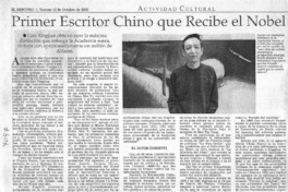 Primer escritor Chino que recibe el Nobel