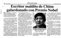 Escritor maldito de China galardonado con Premio Nobel