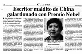 Escritor maldito de China galardonado con Premio Nobel