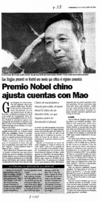 Premio Nobel chino ajusta cuentas con Mao