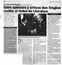 Entre aplausos y críticas Gao Xingjian recibió el Nobel de literatura