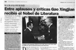 Entre aplausos y críticas Gao Xingjian recibió el Nobel de literatura