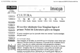 El Escritor disidente Gao Xingjian logra el primer Nobel de Literatura para su lengua.