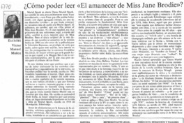 ¿Cómo poder leer "El amanecer de Miss Jane Brodie"?