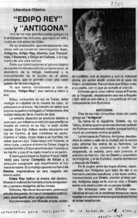 "Edipo Rey" y "Antigona".