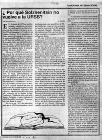 ¿Por qué Solzhenitsin no vuelve a la URSS?