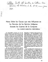 Notas sobre las causas que más influyeron en las derrotas de los ejércitos indígenas durante las guerras de la conquista.