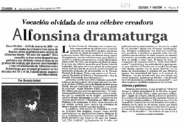 Alfonsina dramaturga vocación olvidada de una de una célebre creadora