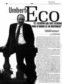 Umberto Eco, "el escritor que dice escribir para si mismo es un mentiroso"