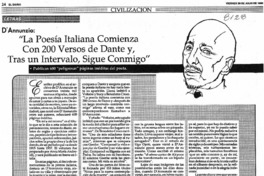 La Poesía italiana comienza con 200 versos de Dante y, tras un intervalo, sigue conmigo".