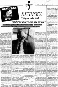 Divinsky, "hoy es más fácil vender un ensayo que una novela"