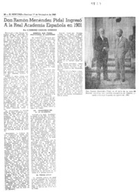 Don Ramón Menéndez Pidal ingresó a la Real Academia Española en 1901