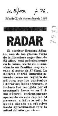 El escritor Ernesto Sábato