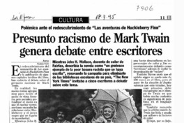 Presunto racismo de Mark Twain genera debate entre escritores Polémica ante el redescubrimiento de "Las aventuras de Huckleberry Finn"