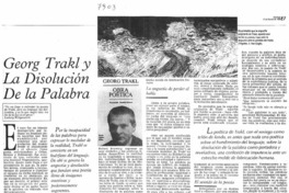 Georg Trakl y la disolución de la palabra