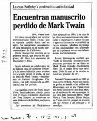 Encuentran manuscrito perdido de Mark Twain La casa Sotheby's confirmó su autenticidad