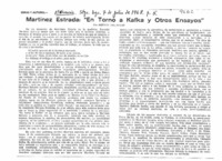 Martínez Estrada, "En torno a Kafka y otros ensayos"