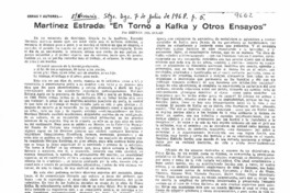 Martínez Estrada, "En torno a Kafka y otros ensayos"