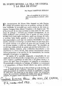 El nuevo mundo, la Isla de Utopía y la Isla de Cuba