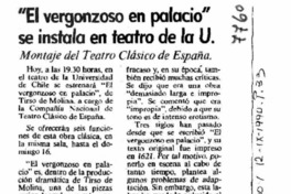 El vergonzoso en palacio" se instala en teatro de la U.