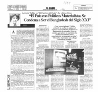 El país con políticas materialistas se condena a ser el Bangladesh del siglo XXI"