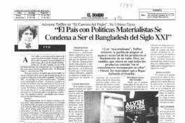 El país con políticas materialistas se condena a ser el Bangladesh del siglo XXI"