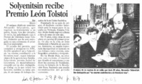 Solyenitsin recibe Premio León Tolstoi.