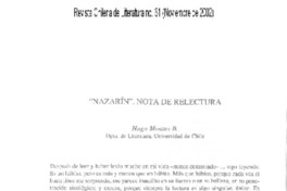 "Nazarín". Nota de relectura