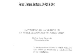 La Pesquisa de la verdad en "En busca de Klingsor" de Jorge Volpi